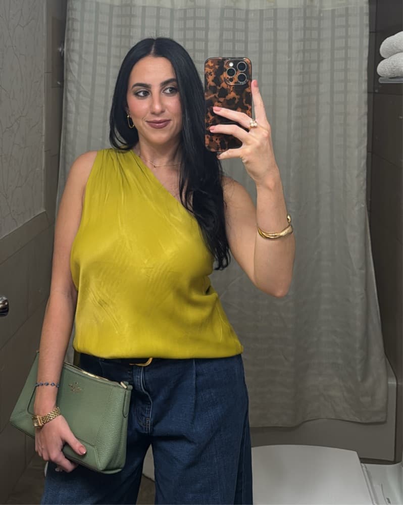 Anthropologie One Shoulder Satin Bow Top - Image 5