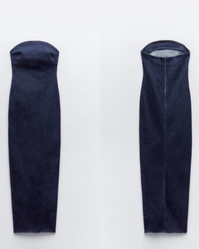 Denim Blue Strapless Dress - Image 2