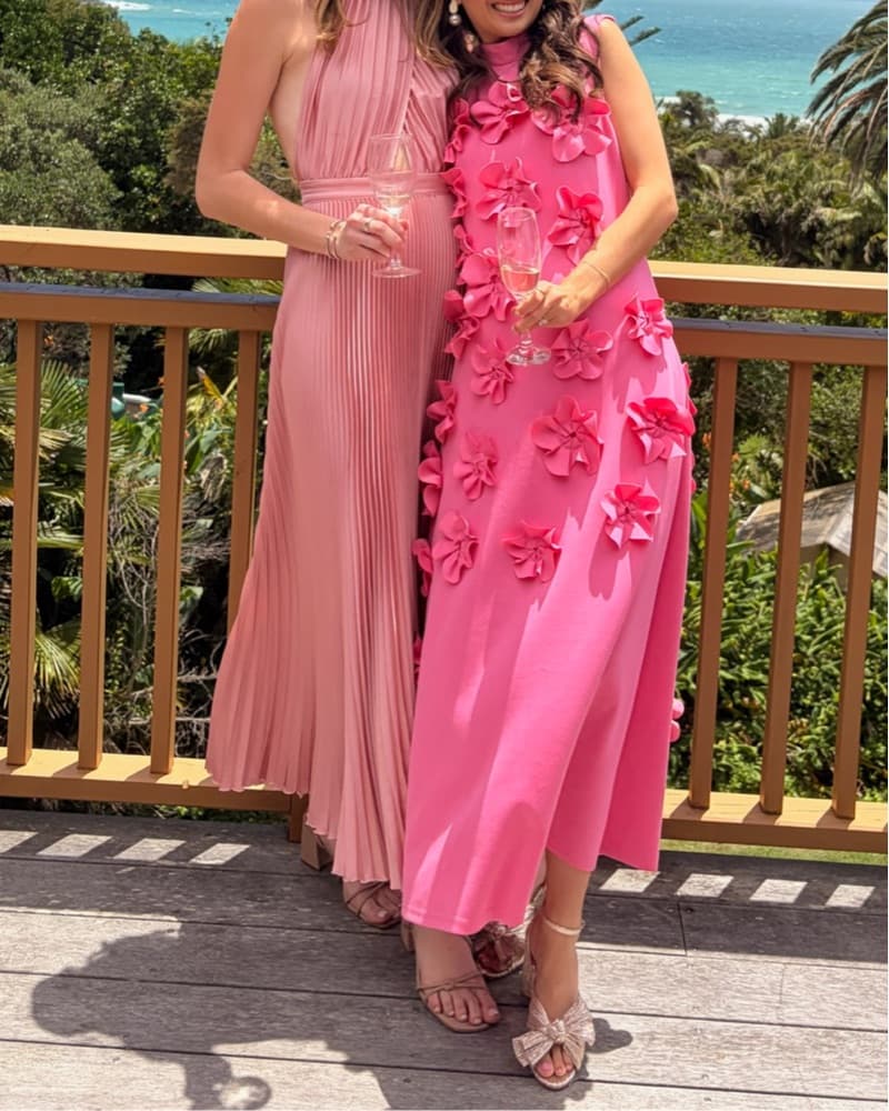 Pink Floral Cutout Dress - Image 2