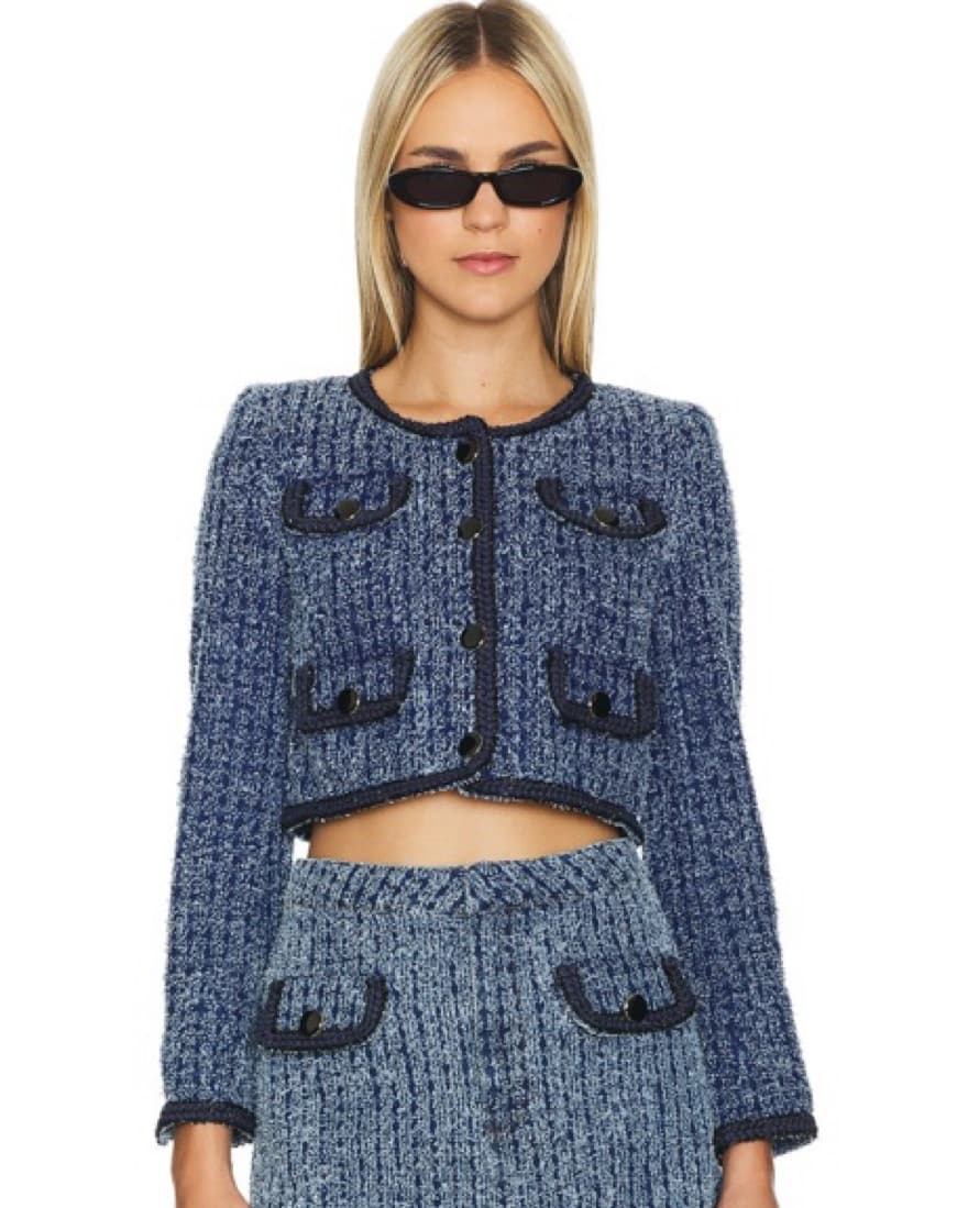 Self Portrait Textured Denim Jacket  - Image 2