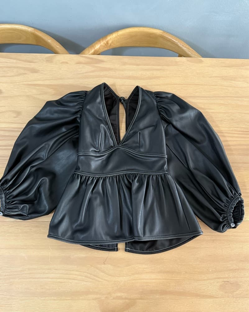 STAUD Faux Leather Luna Top - Image 6