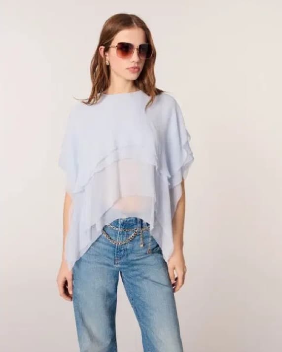 Maje Blue Chiffon Top - Image 1