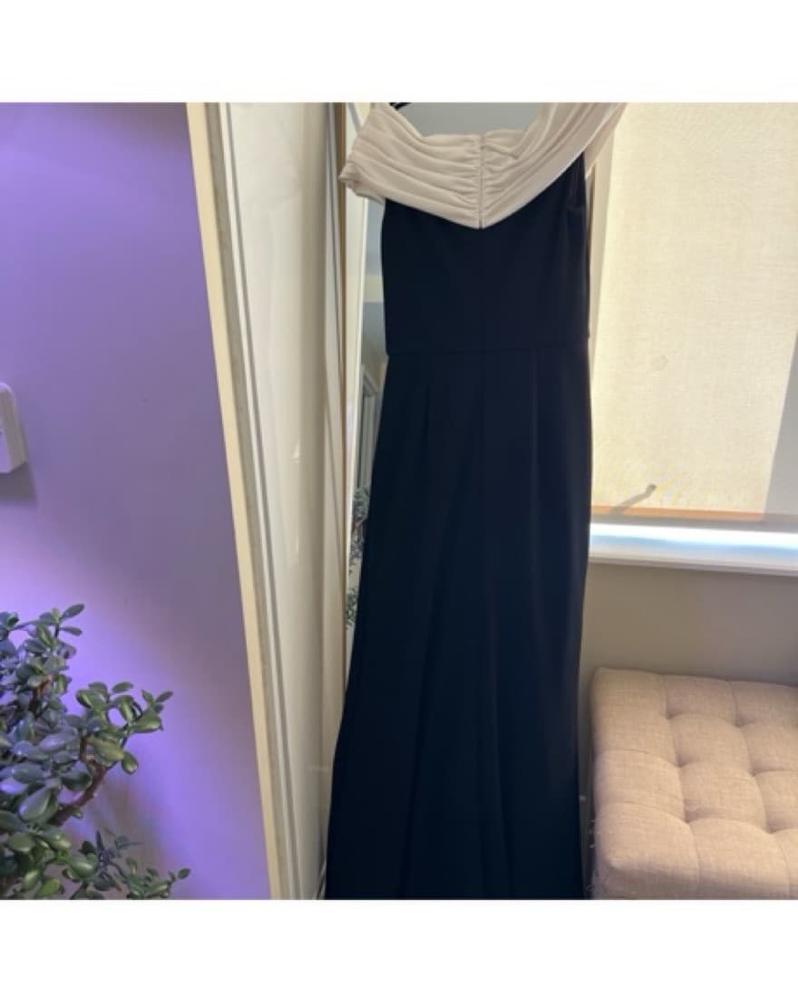 Elegant Black and Nude Draped Gown - Image 4