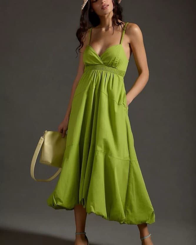 Green Bubble-Hem Dress - Image 1
