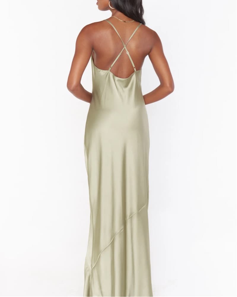 Tuscan Maxi slip Dress - Moss Green - Image 2