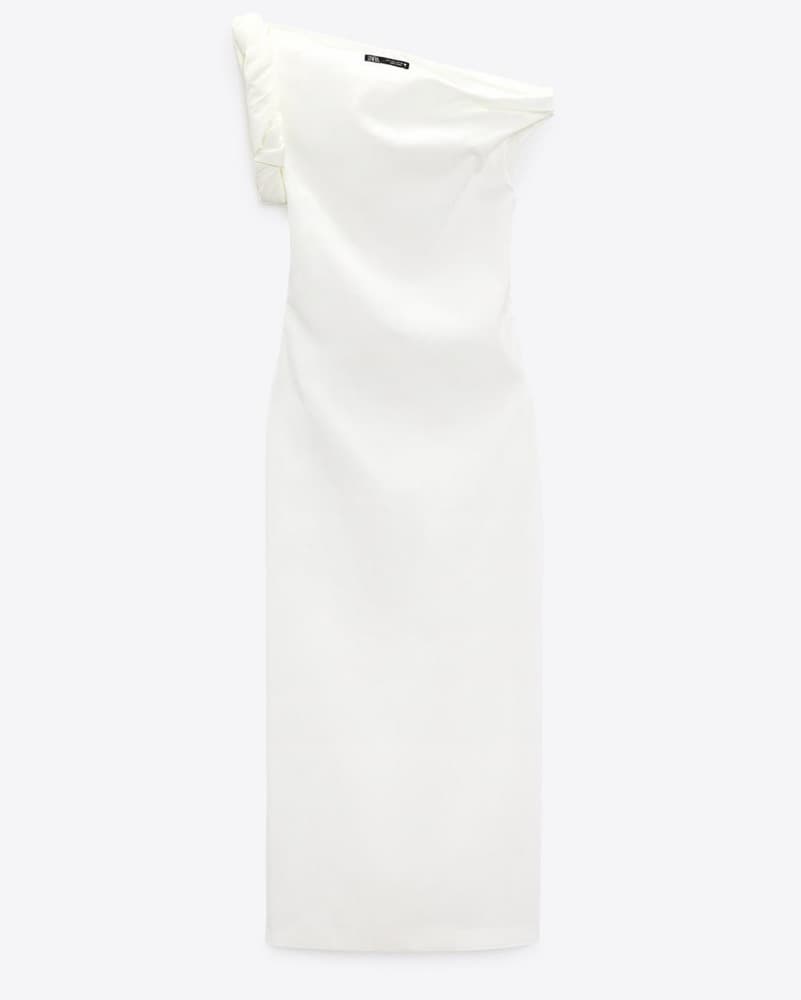 Zara White Asymmetric Midi Dress - Image 4
