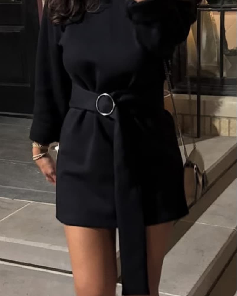 Zara Black Belted Mini Dress - Image 1