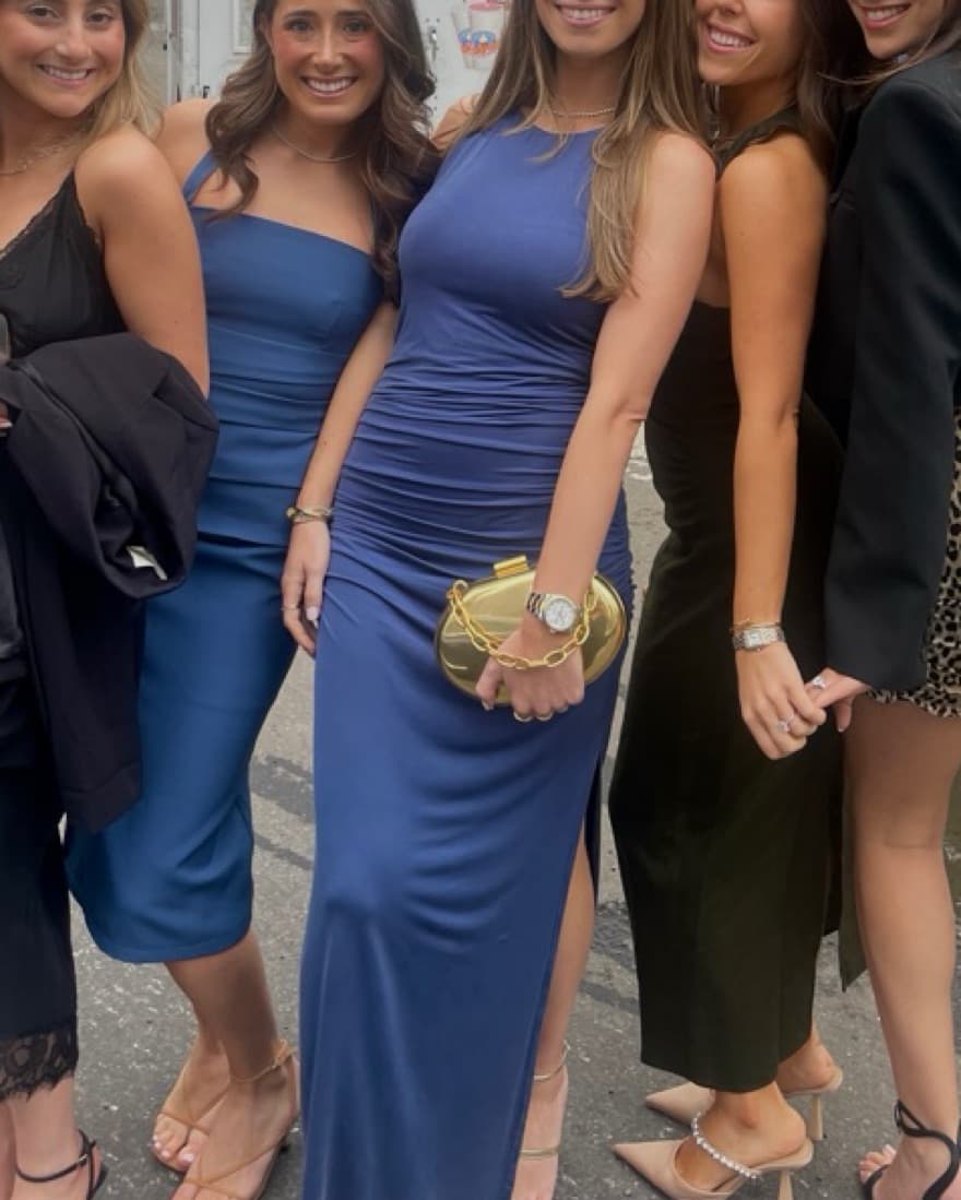 Blue Ruched Long Dress - Image 1