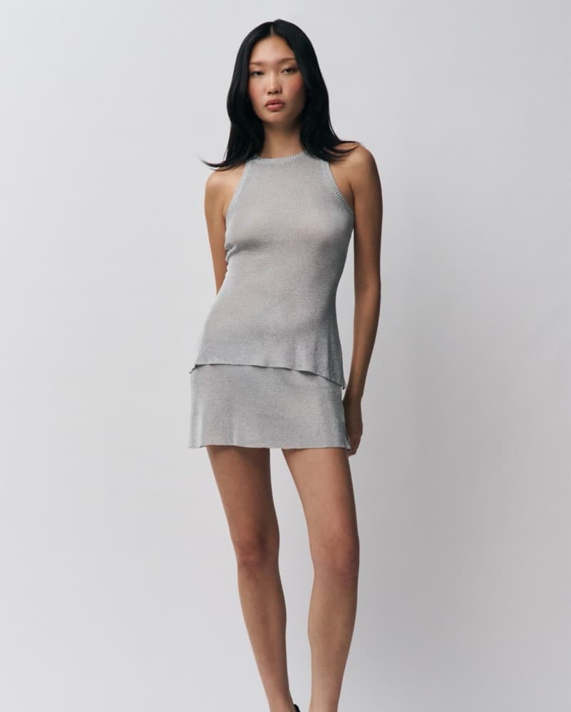 Silver Guizio Mini Skirt & Top Set  - Image 2