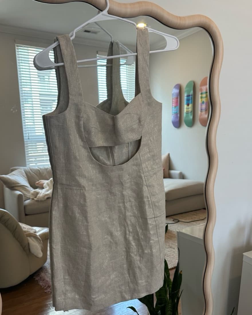 Metallic Beige Mini Dress - Image 2