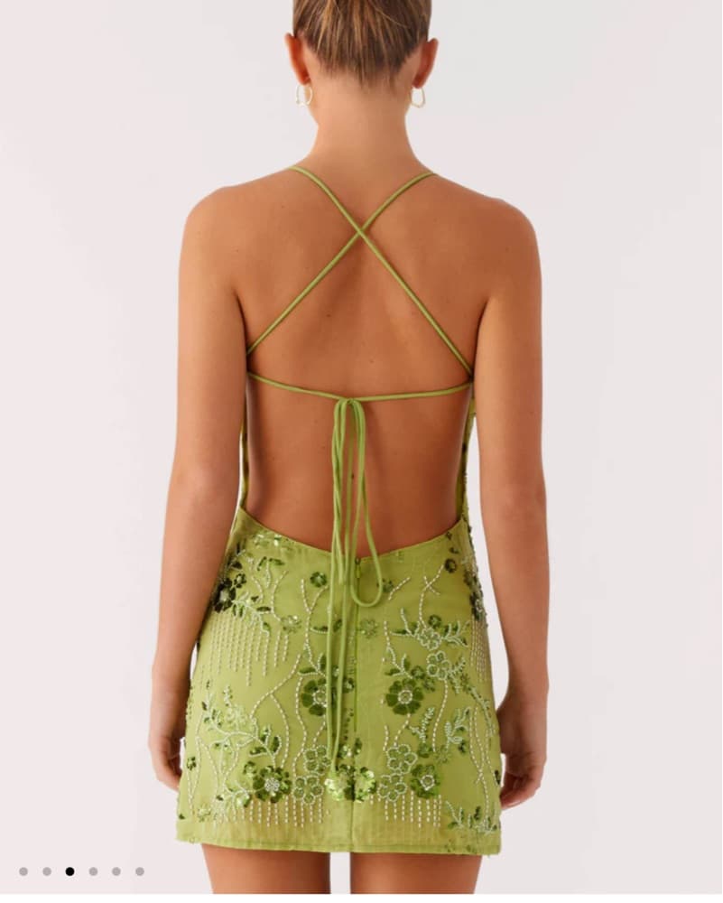 Radiant Green Floral Lace Mini Dress - Image 1