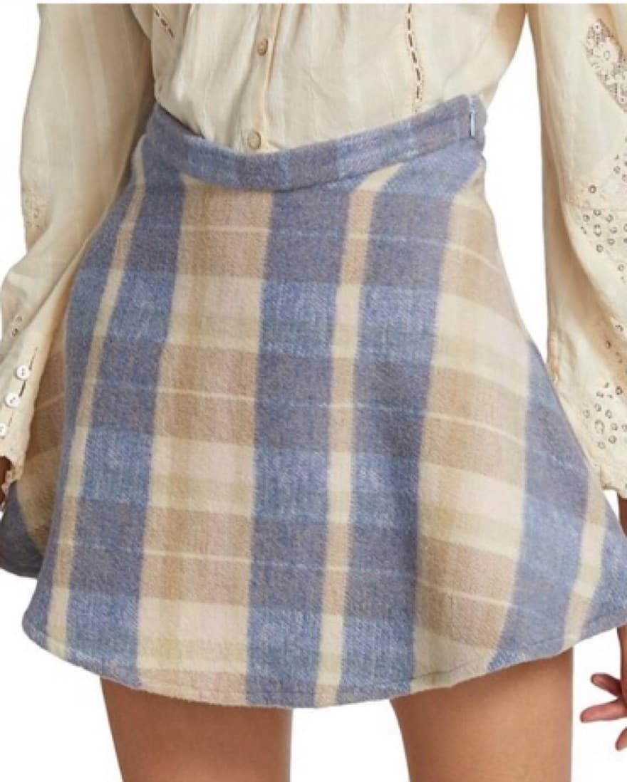 LoveShackFancy Blue Plaid Mini Skirt - Image 1