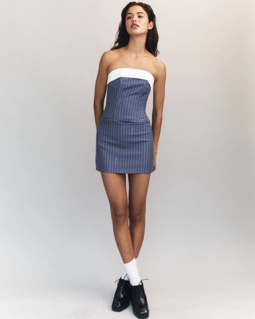 With Jéan Chloe Corset Dress Pinstripe - Image 1
