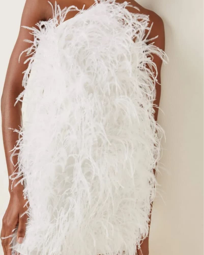 Cult Gaia Vale Feather Dress - Off White - Image 3
