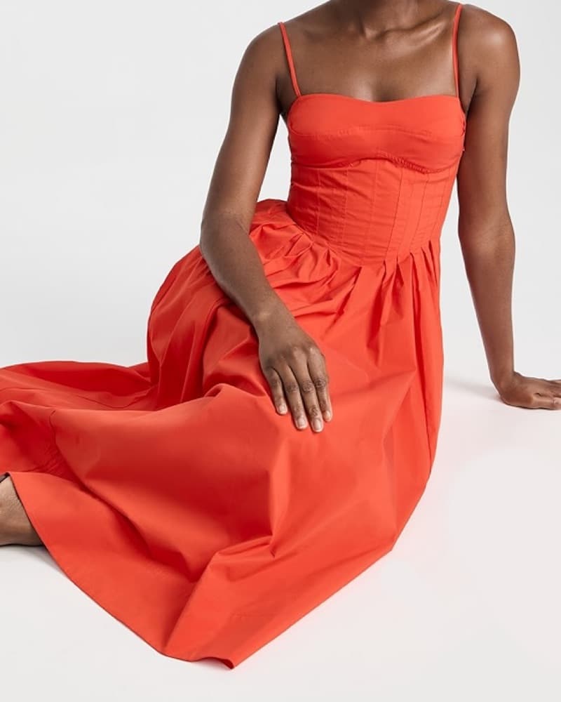 SIMKHAI Kittiya Midi Dress in Flame - Image 3