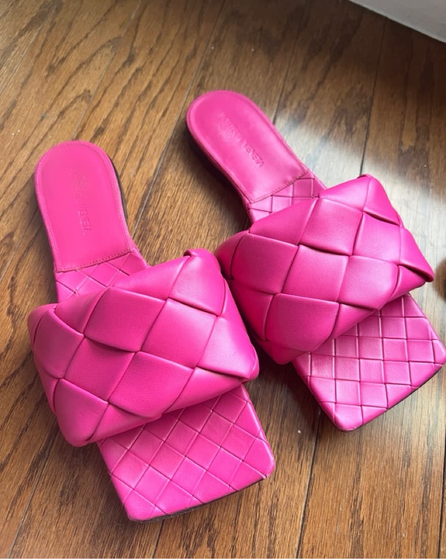 Pink Bottega Venetta Sandals - Image 2
