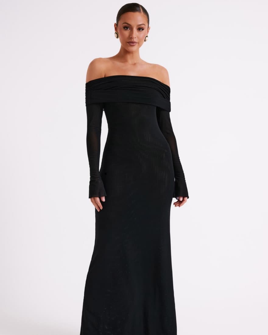 Meshki Off the Shoulder Mesh Maxi Dress - Image 3