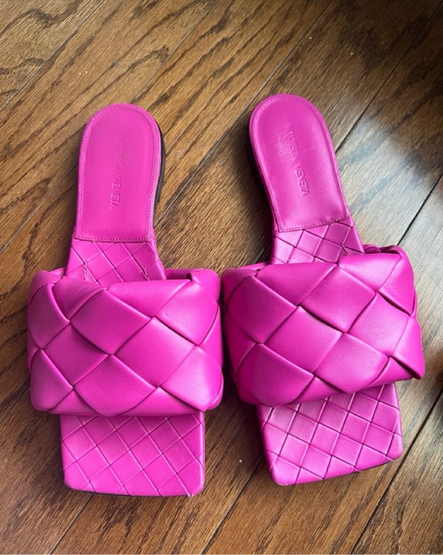 Pink Bottega Venetta Sandals - Image 3