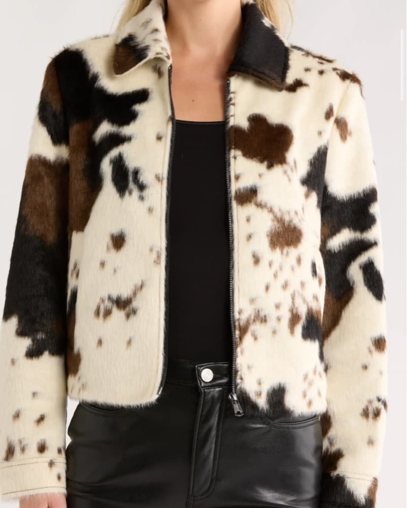 Cow Print Faux Fur Jacket  - Image 3