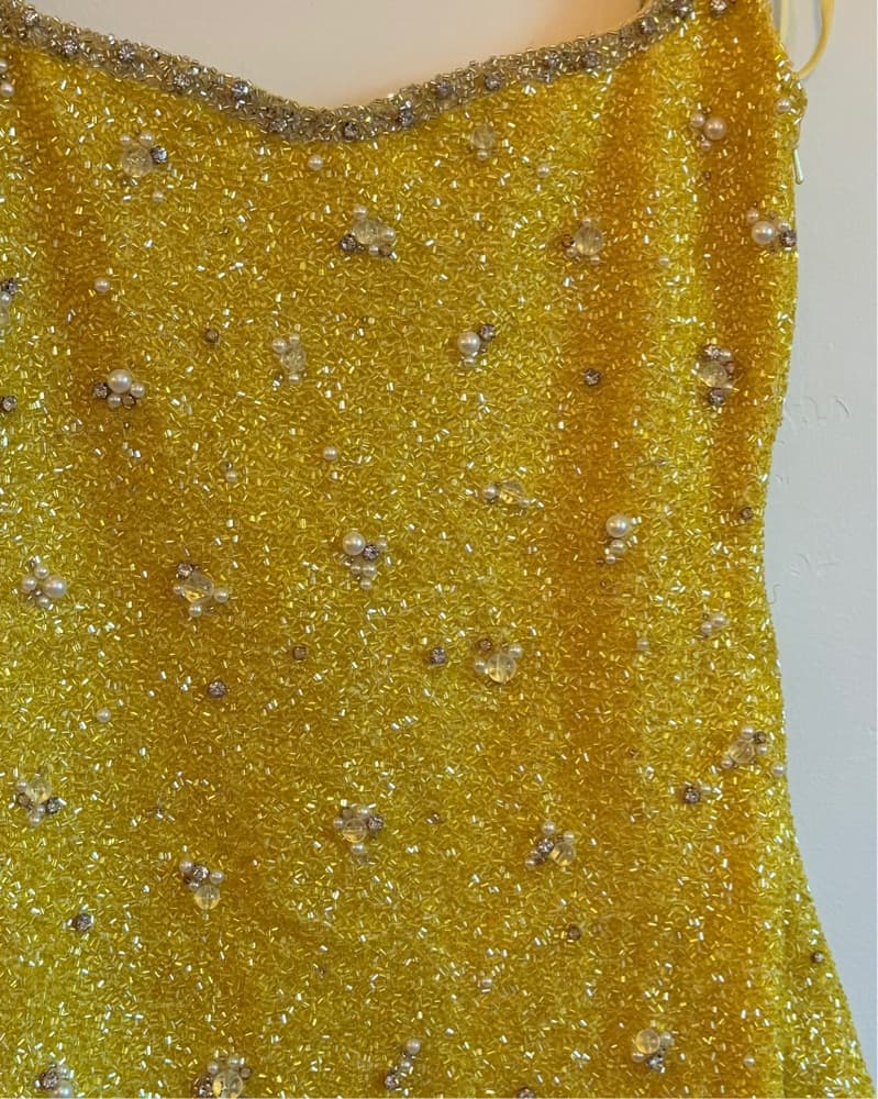 Clio Peppiatt Yellow Beaded Dress - Image 1