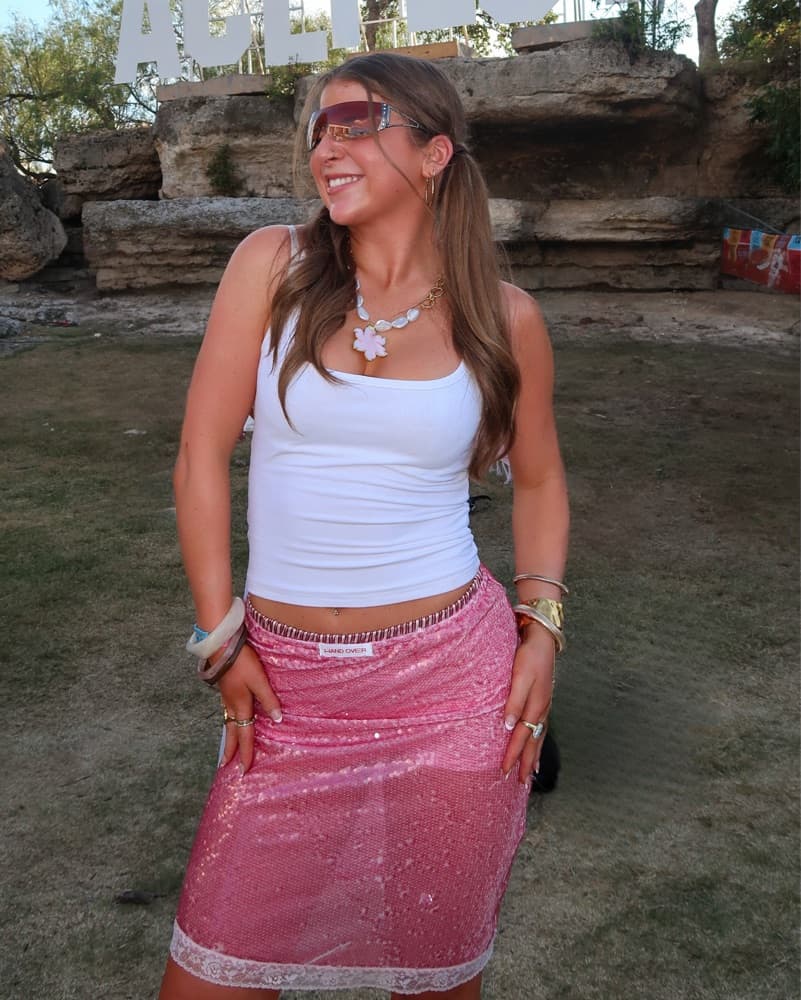 handover pink midi sequin skirt - Image 2