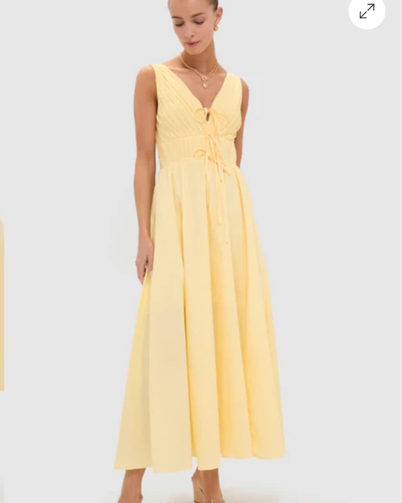 MOON RIVER  Light Yellow V-Neck Dress  - Image 2