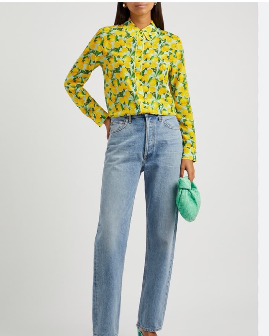 Alice + Olivia Silk Willa Lemon Blouse - Image 3