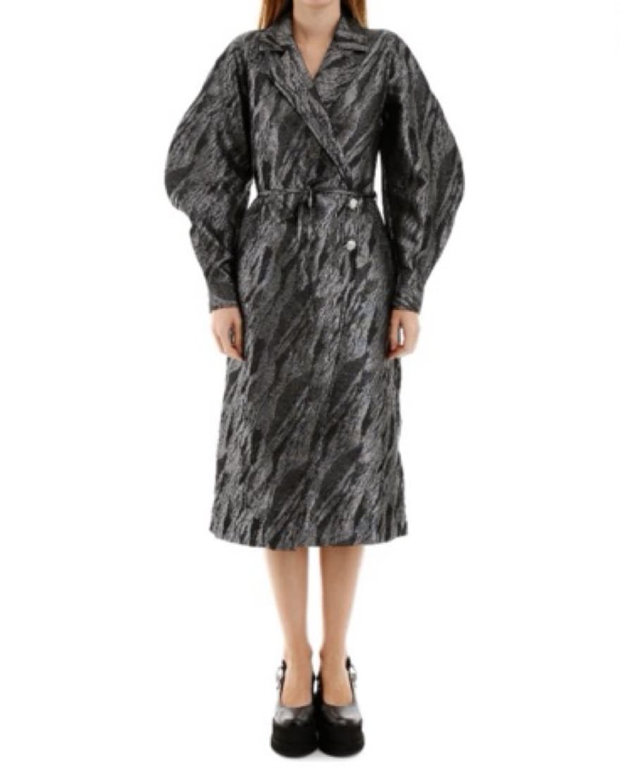 Ganni Silver Wrap Coat - Image 2