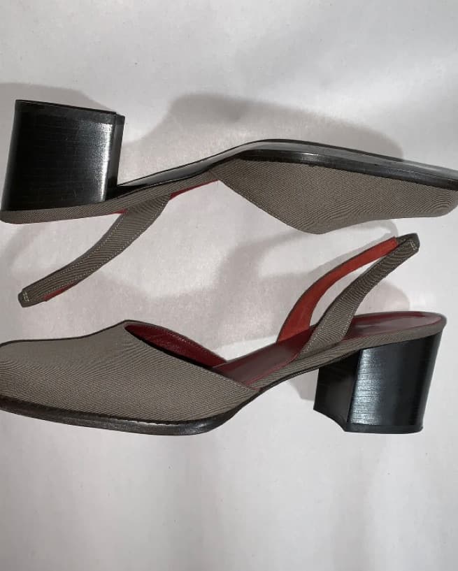  YSL SIZE 9.5 beige canvas SLINGBACKS - Image 5