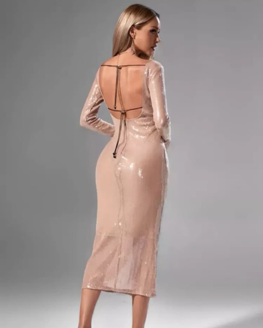 Lilly Apricot Sequin Dress - Image 1