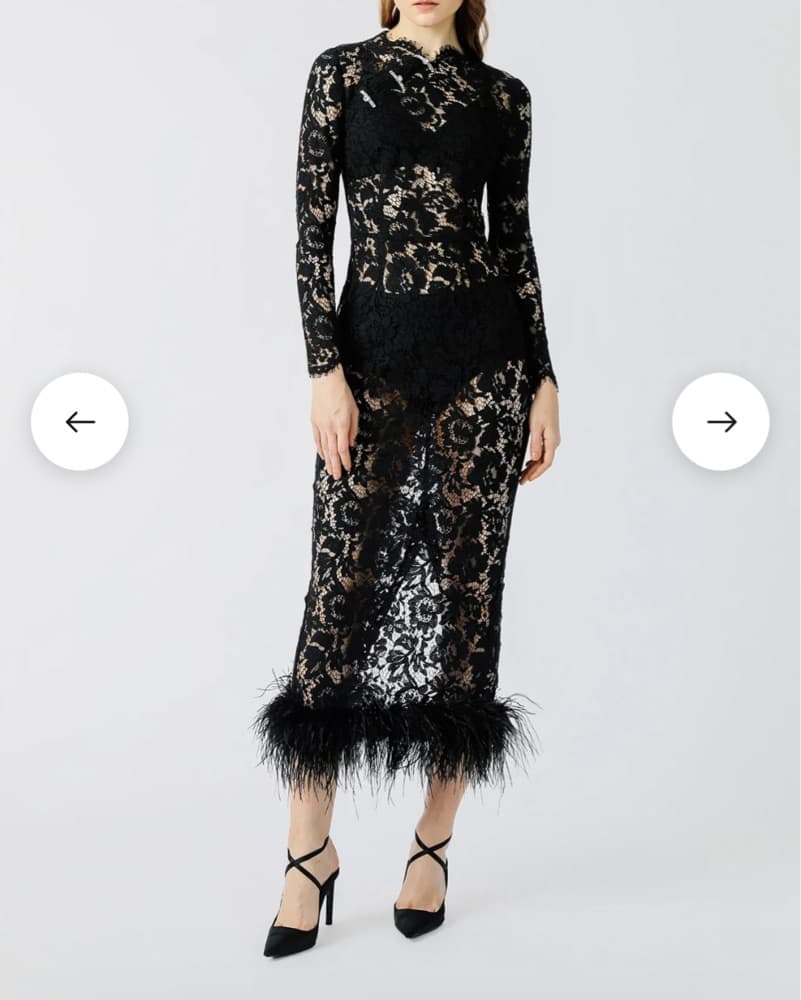 Sau Lee Maxine Lace Dress Feather Hem - Image 3