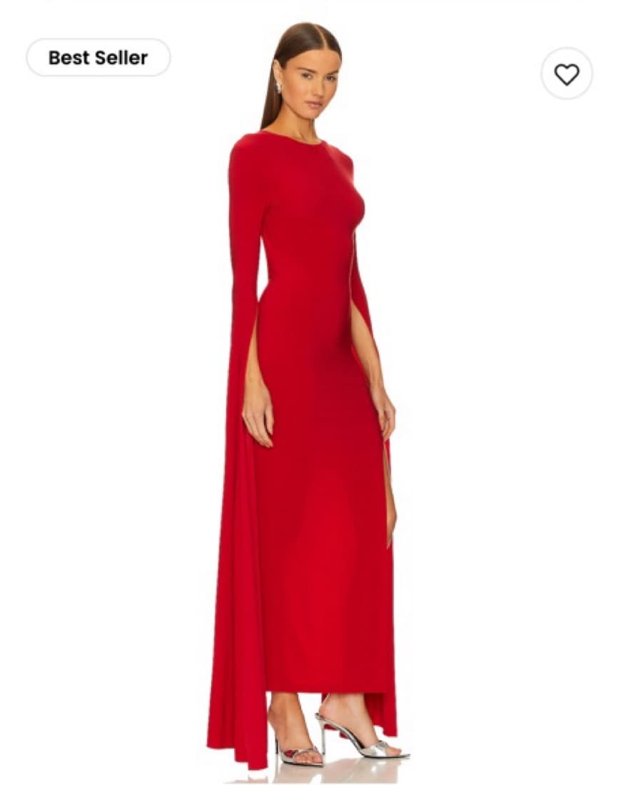 Open Back Ribbon Sleeve Wide Slit Gown - Image 3