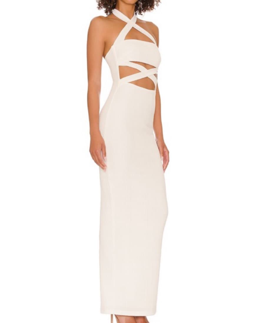 Halterneck Knit Cut-Out Maxi Dress  - Image 2
