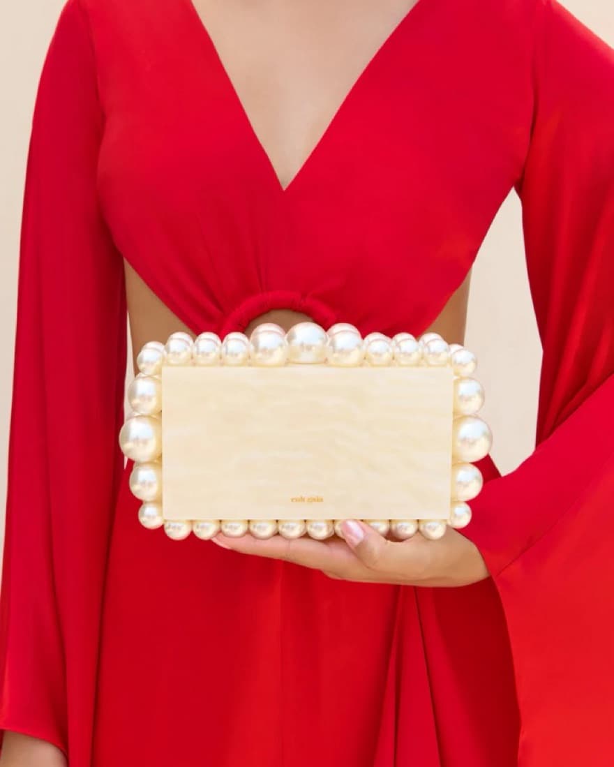Cult Gaia Eos Pearl Acrylic Box Clutch - Image 2