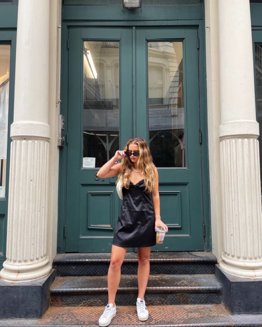 Black Satin Princess Polly Dress - Image 1