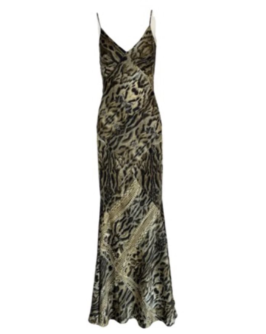 Roberto Cavalli Satin Cheetah Print Gown - Image 1