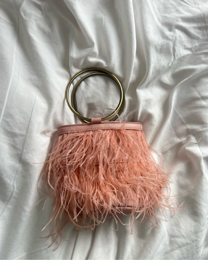 Pink Feather Bag - Image 1