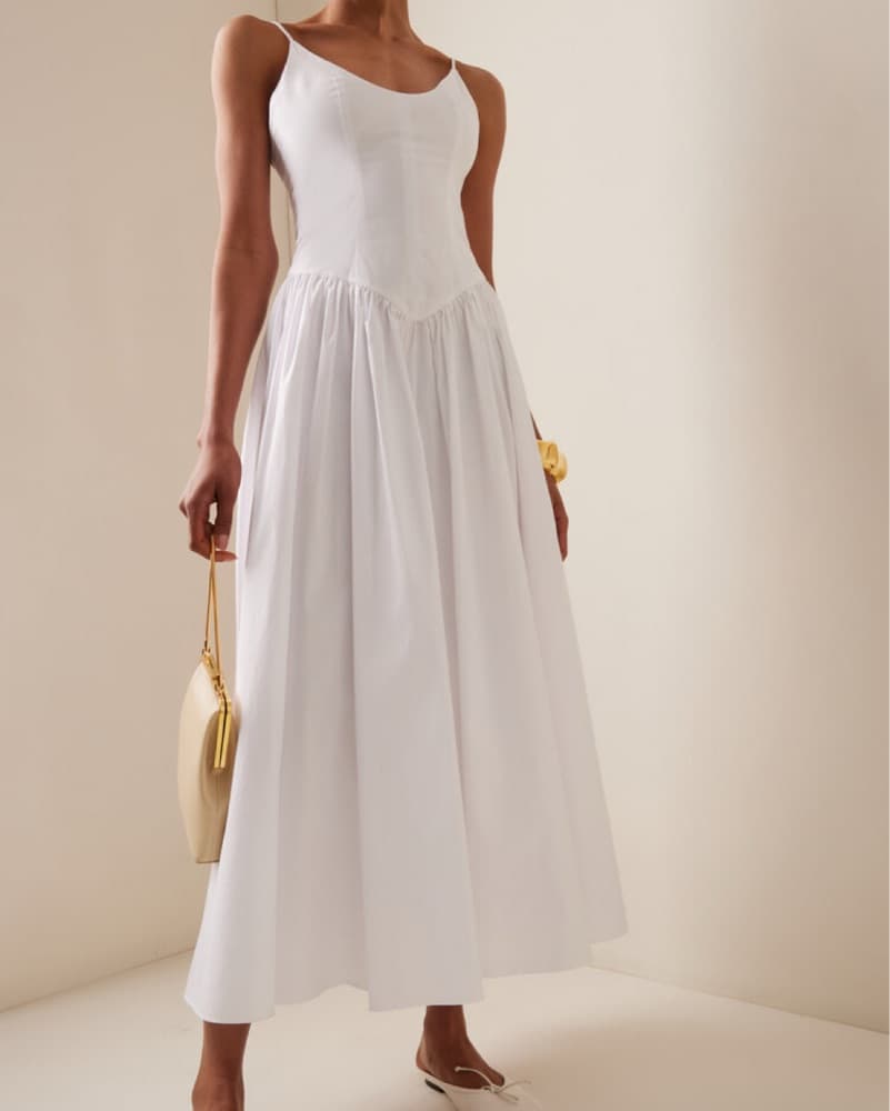 STAUD Dena White Midi Dress - Image 1