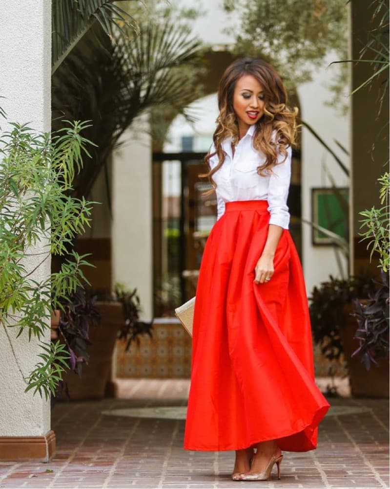 Zara Red Nylon Maxi Skirt With Pockets - Image 3
