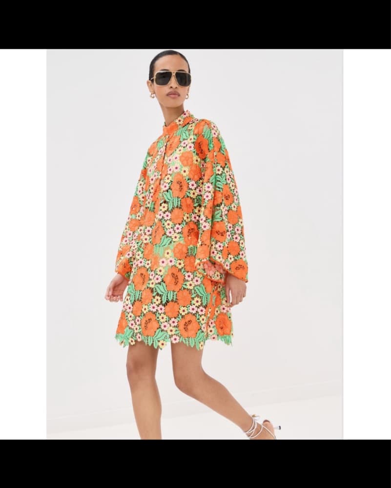 Orange Garden Lace Mini Caftan - Image 2