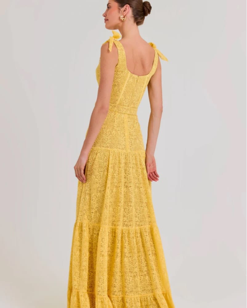 Long Yellow Dress With Belt - Image 4