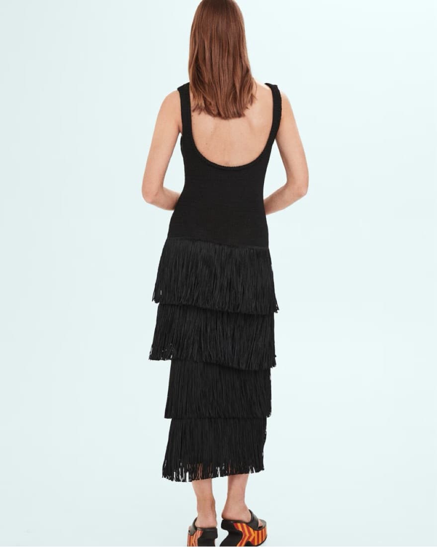 Black Fringe Dress - Image 2