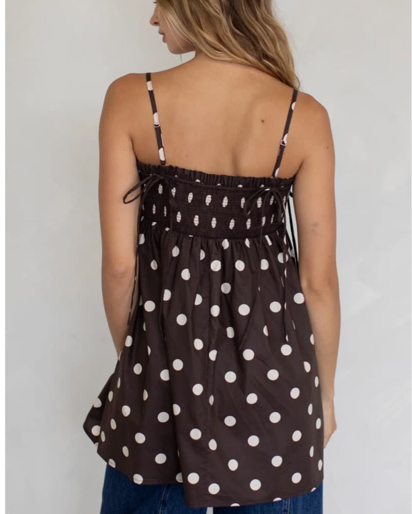 Brown Polka Dot Bow Dress - Image 3