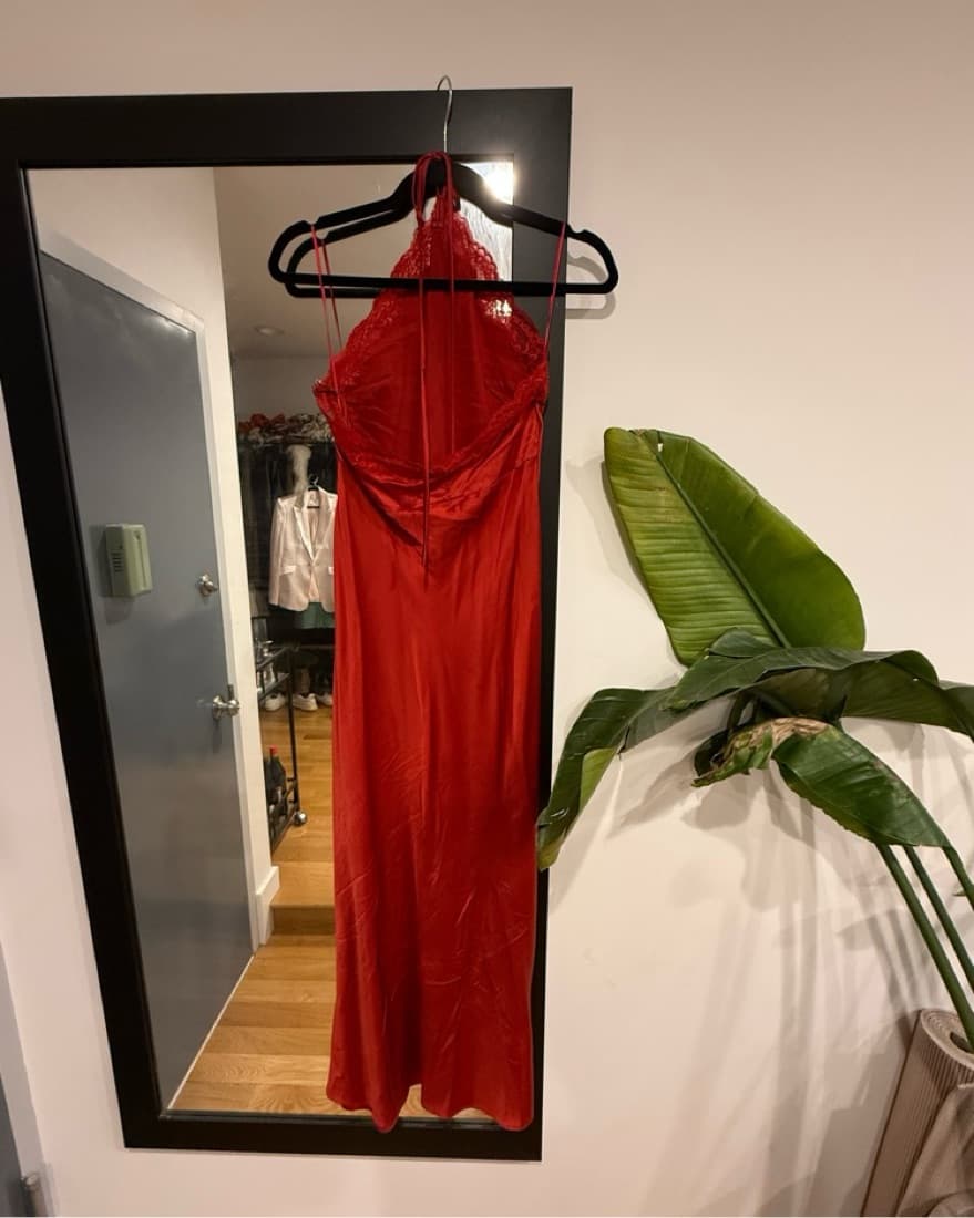 Vibrant Red Halter Maxi Dress - Image 3