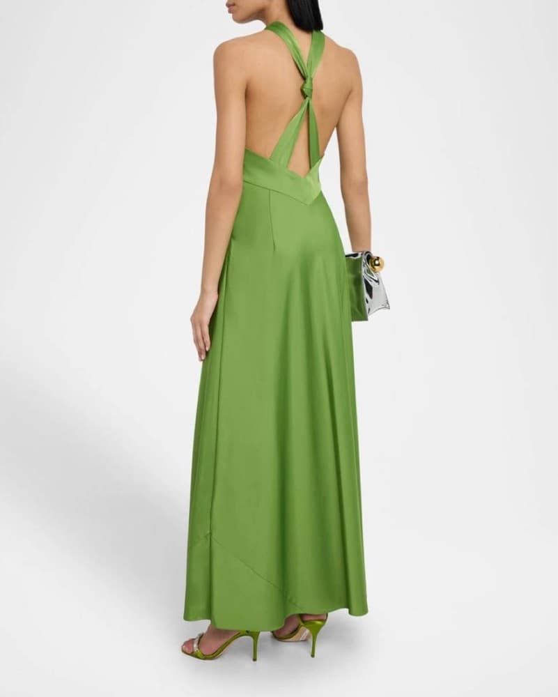 Liv Foster Gown With Green Feather Cape - Image 9