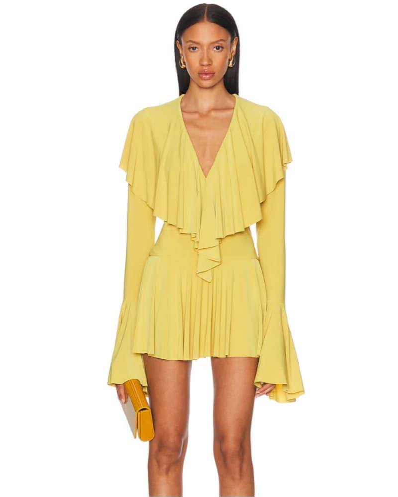 Norma Kamali Deep V Ruffle Mini Dress - Image 1