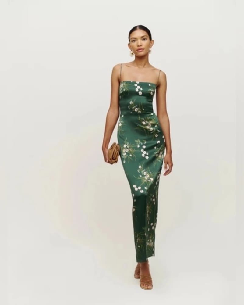 Frankie Silk Dress (green floral)  - Image 2