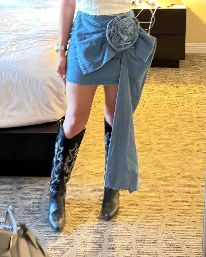 Flower Denim Skirt - Image 1
