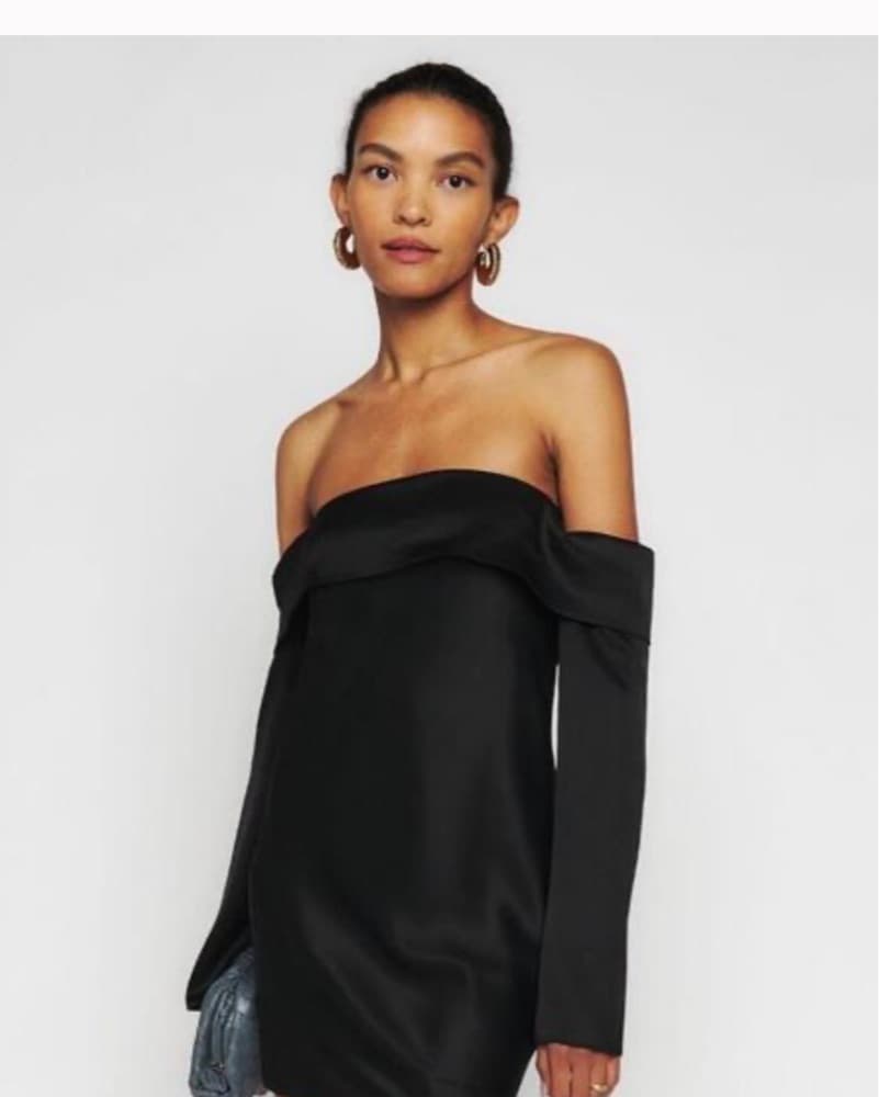 Reformation Silk Black Dress - Image 3