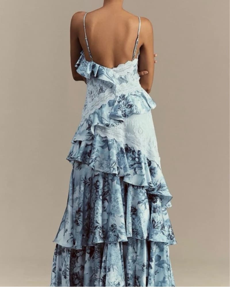 Elora Sleeveless Vneck Ruffle Lace Dress - Image 2